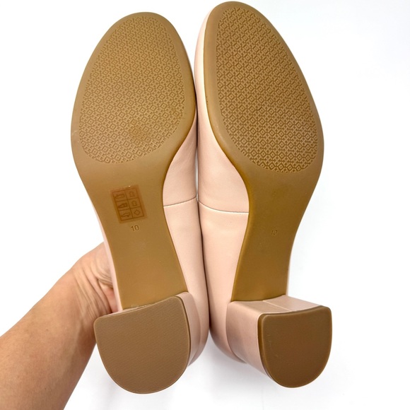 Tory Burch Benton Pink Leather Block Heel Pumps Gold Logo size 10 - Picture 11 of 15